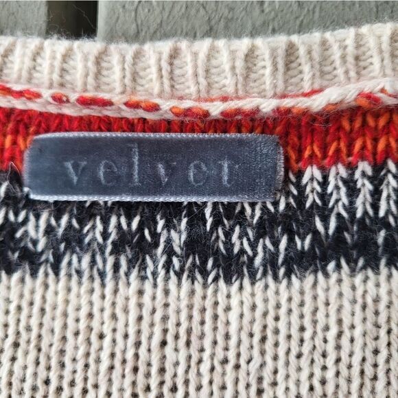 Velvet by Graham & Spencer Pullover Sweater Ribbed Knit V-Neck Multicolor Petite - Picture 6 of 8